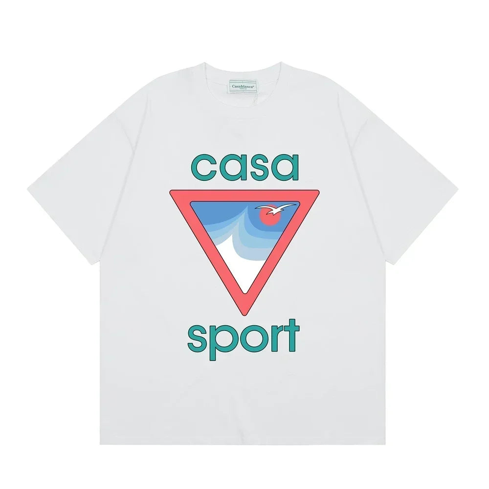Casablanca Sport Red Triangle Horizon T-Shirt - White